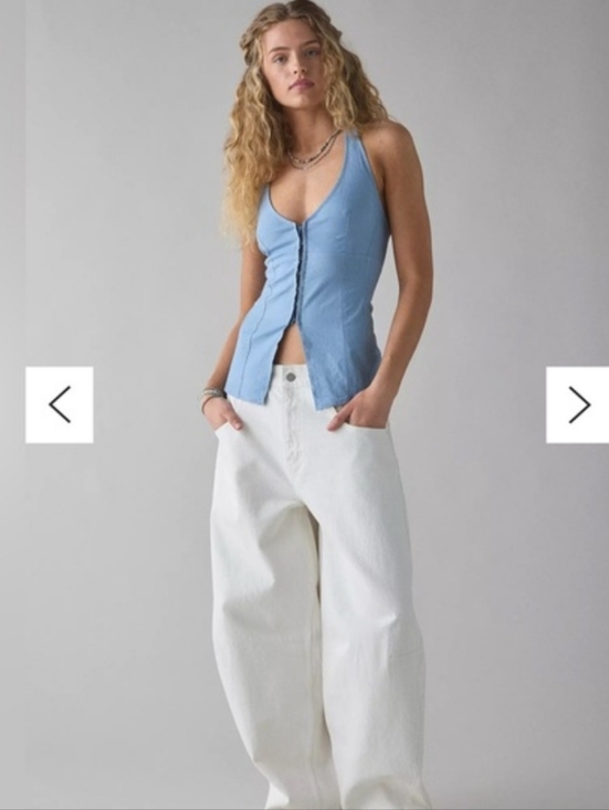 Urban Outfitters Tops - Urban Outfitters Vest Top Ashleigh Blue Linen Blend Sz XL NWT